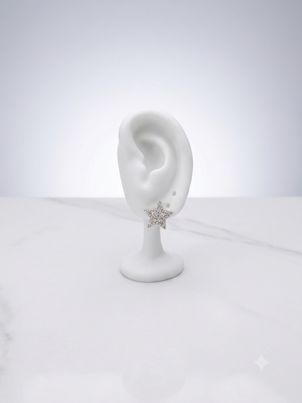 Sparkling Star Pave Stud Earrings - Silver Tone‼️